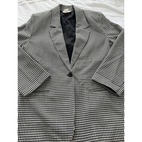 Rafael Women’s Houndstooth Blazer Size M Black Off White Vintage Oversized Fit - Picture 12 of 16